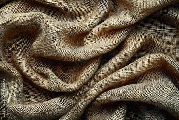 Fototapeta Textured burlap fabric visible weave and natural imperfections in beige tones perfect for rustic or ecofriendly designs seamless and detailed