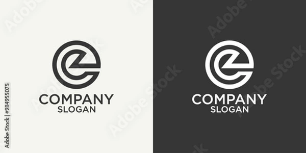 Fototapeta initial e abstract monogram logo vector design
