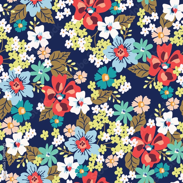 Fototapeta Seamless flower pattern. Vector illustration
