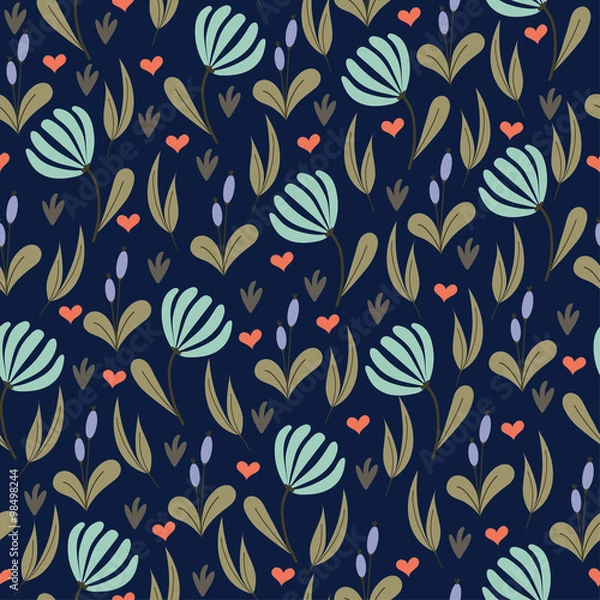 Fototapeta Seamless flower pattern. Vector illustration
