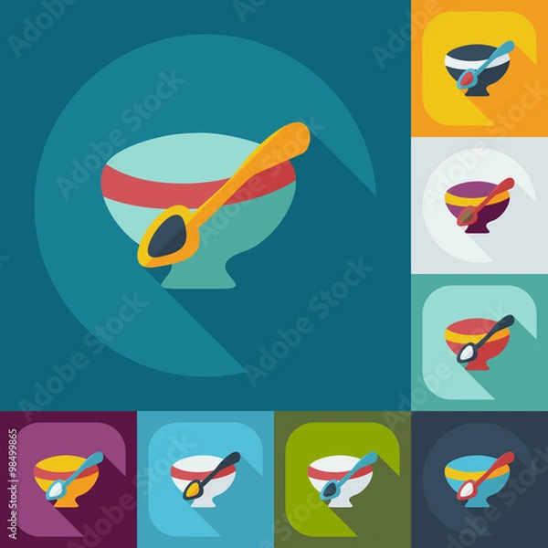 Fototapeta Flat modern design with shadow icons bowl