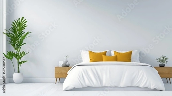 Obraz Modern Minimalist Bedroom with Stylish Decor