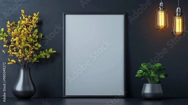 Obraz Modern Decor with Empty Frame and Stylish Plants