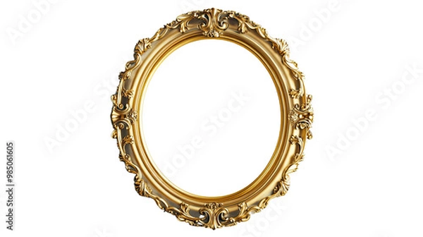 Obraz Antique gold picture frame with ornate design, perfect for vintage art or photos, showcasing an elegant wooden border