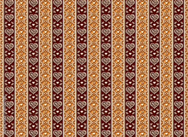 Obraz ハート系背景　ストライプ　イエロー＆ブラウン