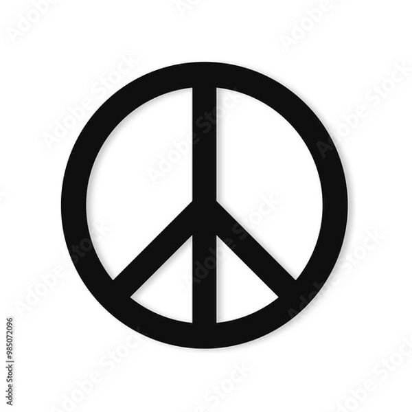 Fototapeta Black icon of the international symbol of peace, peace sign Pacific is on a transparent background. Emblem of the anti military movement, no war sign	
