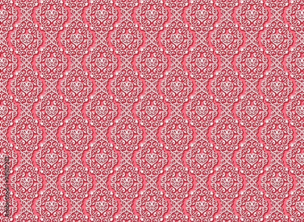 Obraz ハート系背景　アラベスク　ピンク