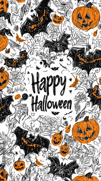 Fototapeta Happy Halloween Colorful Vector Illustration