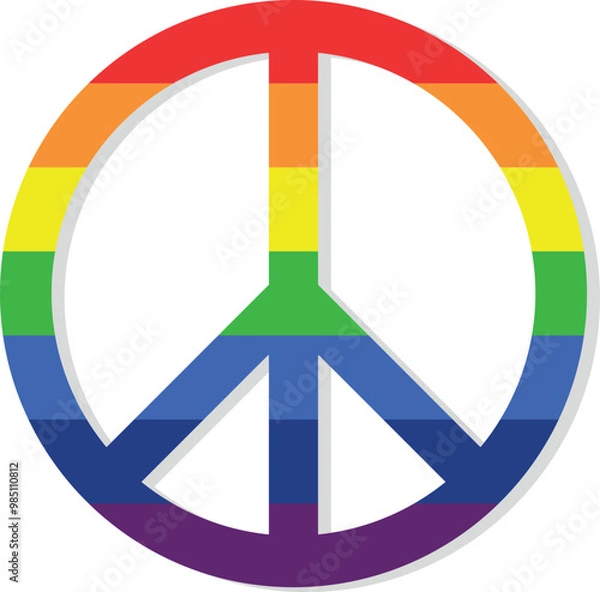 Fototapeta Icon International symbol of peace logo is in rainbow colors on a transparent background. Peace emblem of the anti military movement	