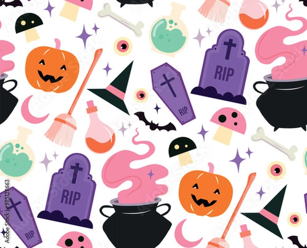 Fototapeta Halloween scary cute vactor pattern 