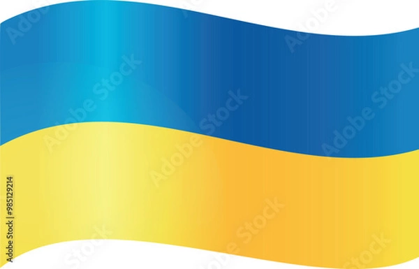 Obraz Vector Ukrainian flag waving on a transparent background