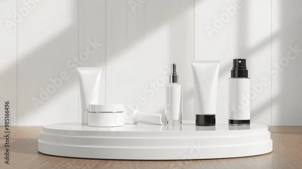 Fototapeta Empty room platform minimalist background for product presentation and object display. 3d rendering