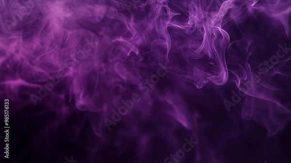 Fototapeta Abstract backdrop Cloud of purple smoke on a black isolated background. soft mystery horror design, spooky background texture concept