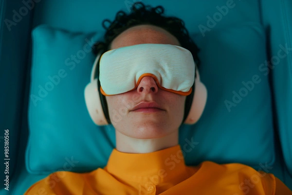 Fototapeta Individual seeking alternative healing through ketamine therapy for mental health challenges in a peaceful environment