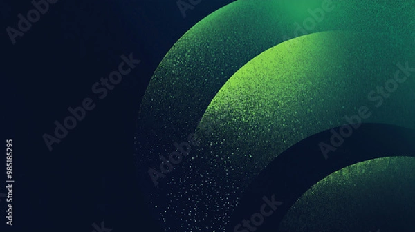 Fototapeta Glowing green light ring black background grainy gradient noise texture poster banner backdrop abstract design, power point background 