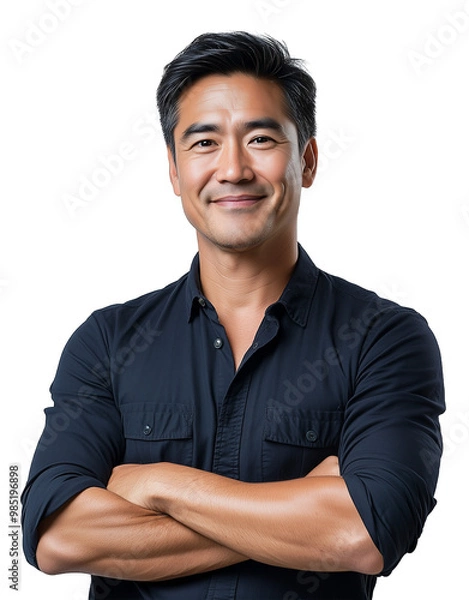 Fototapeta Confident Smiling Asian Man  isolated on transparent background PNG