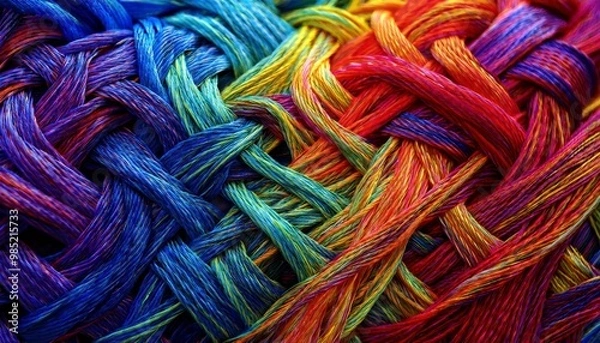 Obraz Colorful knitted rope background