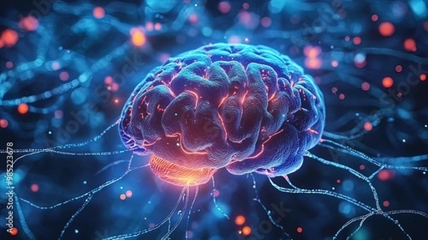 Obraz Digital Brain with Network of Connections