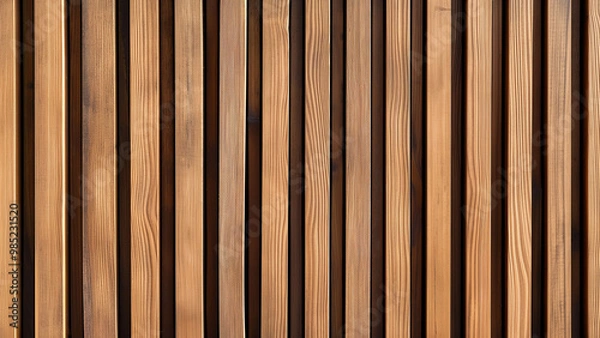 Fototapeta Close-up of vertical wooden slats creating a modern, minimalist texture, ideal for architectural backgrounds and design projects.