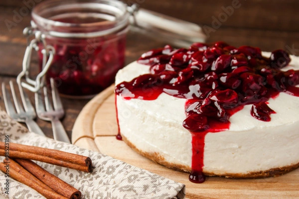 Fototapeta cherry cheesecake