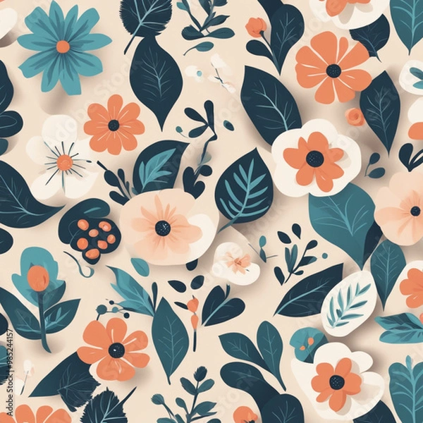 Fototapeta seamless floral pattern