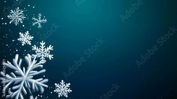 Obraz Festive holiday background featuring delicate snowflakes with space for text or logo placement. A subtle winter-themed backdrop ideal for seasonal designs, advertisements, and holiday promotions