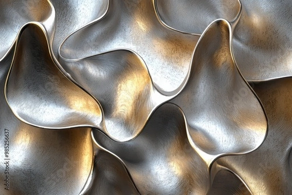 Obraz Abstract metallic shapes with organic, flowing forms