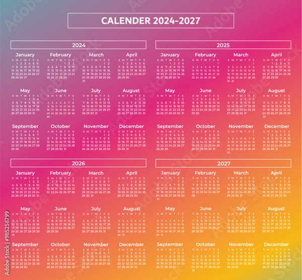Fototapeta Calendars 2024-2027 free vector Calendar Design for New Year 