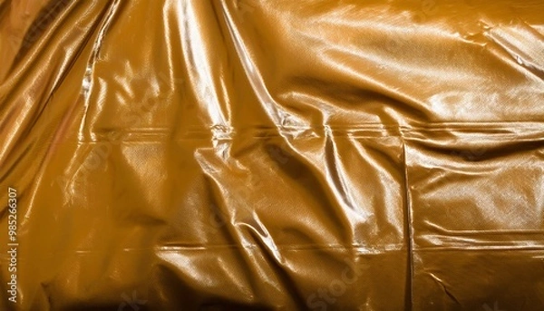 Fototapeta Texture dorée brillante drapée, reflets métalliques, ondulé lisse. Idéal pour arrière-plan, design futuriste, textile, mode, décoration, packaging, graphisme digital, visuels modernes créatifs