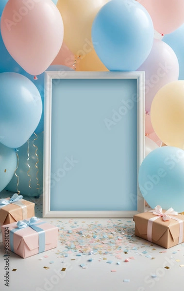 Obraz birthday party invitation with ballons