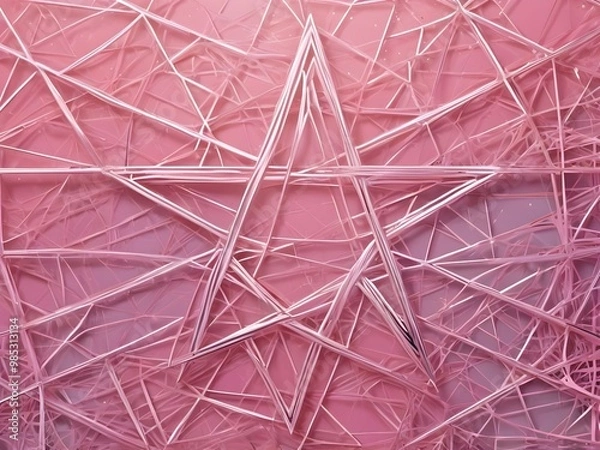 Fototapeta abstract pastel Pentagram mesh background with non flowing metal strips Trendy soft color concept