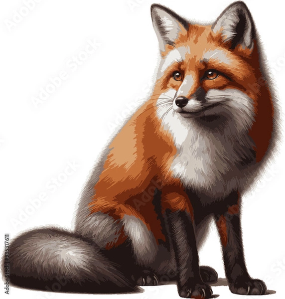 Obraz Red Fox Sit Down Illustration