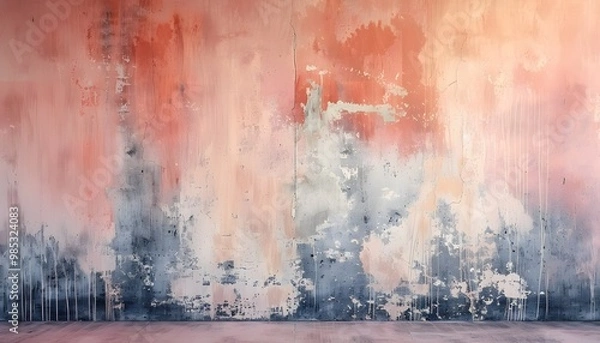 Obraz Peach and pink concrete wall texture background