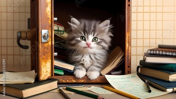 Fototapeta Cat Back to School