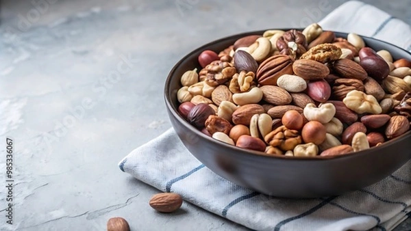 Fototapeta Raw Nuts on Table with Blank Space