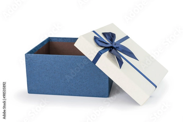 Obraz Bule gift box with bule ribbons bow