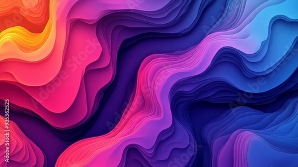 Fototapeta Abstract Colorful Wavy Papercut Background
