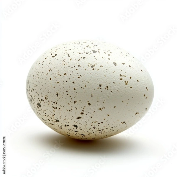 Obraz Duck egg with slight speckles on its shell, isolated on white background,