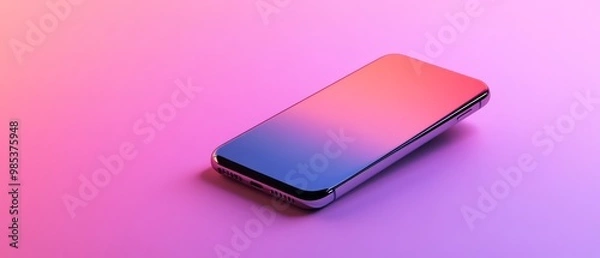 Fototapeta Smartphone on Pink Background with Gradient Screen.