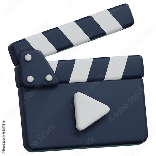 Obraz clapper board movie with play button 3d illustration