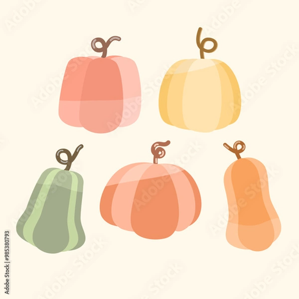 Fototapeta Fall autumn pumpkins elements halloween