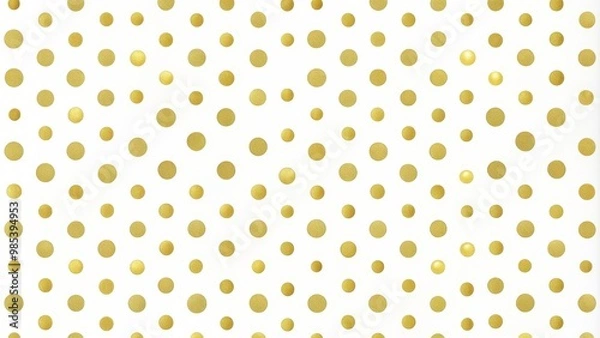 Fototapeta Gold polka dots on a white background, gold, dots, shiny, elegant, luxury, background, texture, metallic, pattern