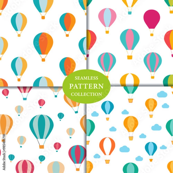 Fototapeta Hot air balloons Seamless Pattern Background