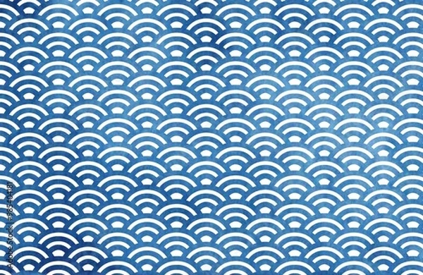 Obraz 水彩　和柄　青海波