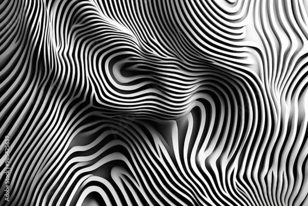 Fototapeta Abstract line black and white texture 3d background