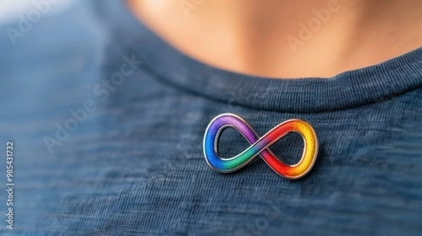 Obraz Show support for autism Wear this infinity rainbow pin on your tshirt and join the autism rights movement.