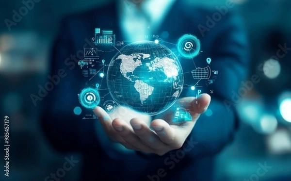 Fototapeta Connecting Global Businesses Through Technology 