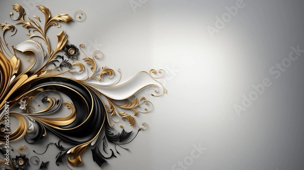 Fototapeta White background with elegant gold lines and patterns, featuring intricate borders and subtle highlights, creating a sophisticated and classic look for formal presentations