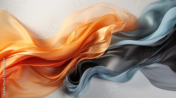 Fototapeta Metallic smoke in shades of silver, gold, and bronze, swirling with a glossy, reflective finish, creating a luxurious and modern background, perfect for high-end designs