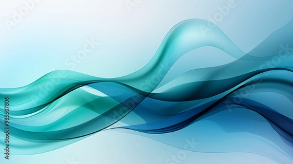 Fototapeta Cool-toned smoke in shades of blue, teal, and green, softly swirling and creating abstract shapes, a tranquil and refreshing vibe, perfect for a serene and relaxing background 